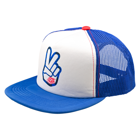 Troy Lee Designs Peace Out Trucker Snapback Cap - White Blue