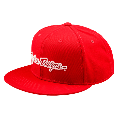 Troy Lee Designs Signature Flat Bill Snapback Cap Team - Red