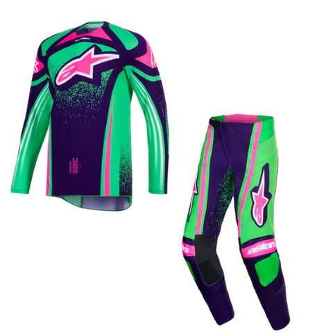 2026 Alpinestars Techstar Nomur Kit Combo - Deep Purple Green Pink Fluo