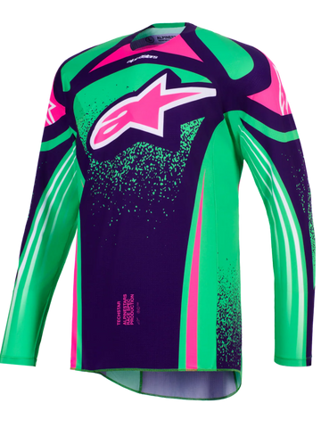 2026 Alpinestars Techstar Nomur Motocross Jersey - Deep Purple Green Pink Fluo