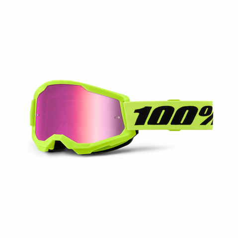 100% Strata 2 Goggle Neon Yellow - Pink Mirror Lens