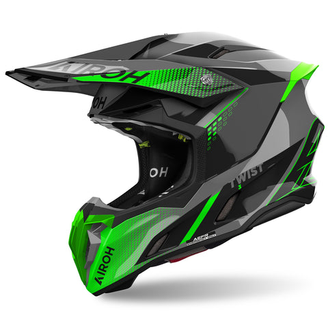 Airoh Twist 3 Shard Green Gloss Motocross Helmet