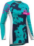 2026 Thor Women's Launchmode Bleach Jersey White Aqua