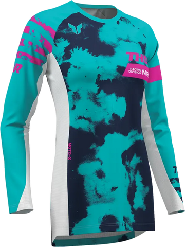 2026 Thor Women's Launchmode Bleach Jersey White Aqua