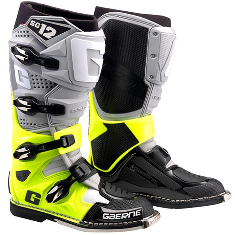 Gaerne SG12 Grey Yellow Black Motocross Boots