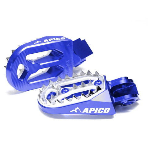 Apico Pro Bite Anodised Wide Foot Pegs - Husqvarna Blue