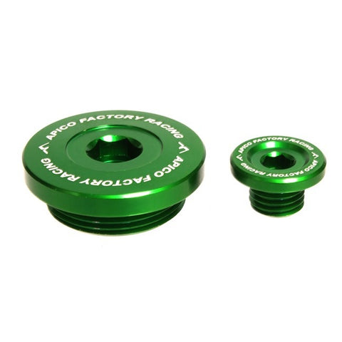 Apico Aluminium Engine Plug Set - Kawasaki Green