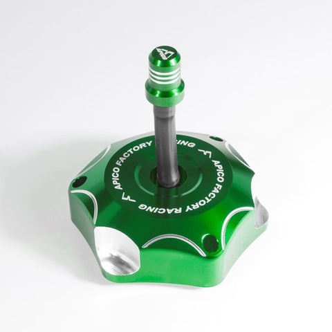 Apico Alloy Fuel Cap with Breather Pipe - Kawasaki - Green