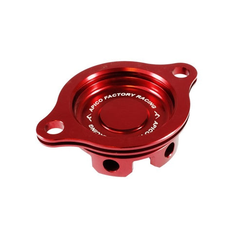Apico Aluminium Oil Filter Cover - Honda - Red