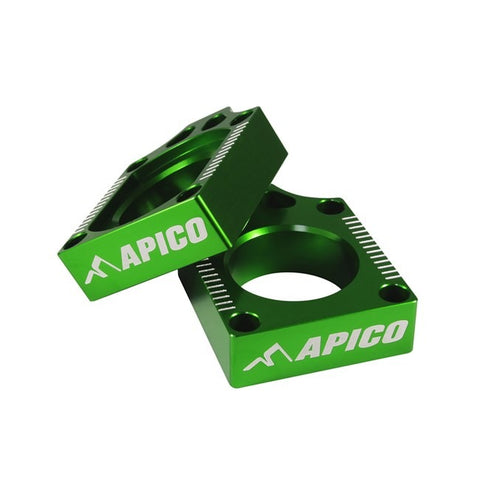 Apico Aluminium Axle Blocks - Kawasaki - Green