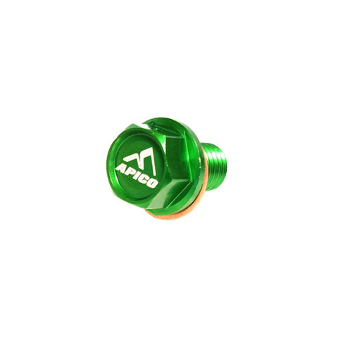 Apico Magnetic Oil Drain Bolt - M10 Kawasaki Green