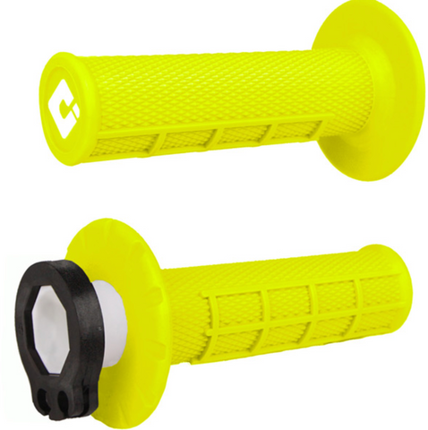 ODI Half Waffle Lock On Motocross Enduro Grips - Flo Yellow