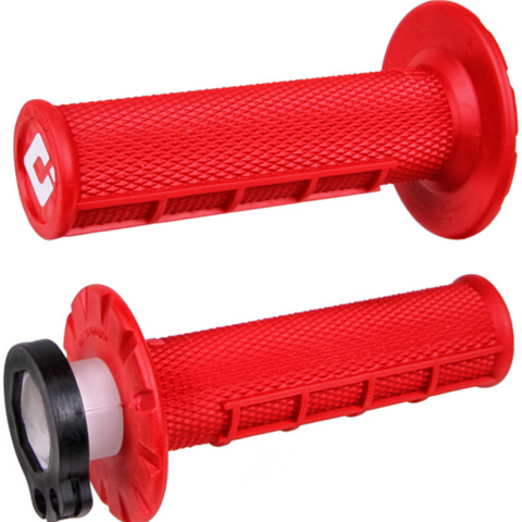 ODI Half Waffle Lock On Motocross Enduro Grips - Red