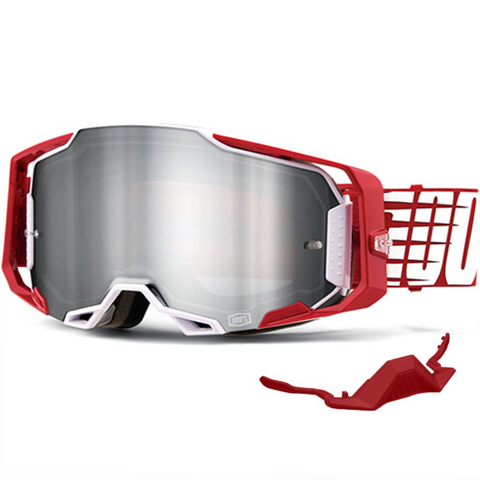 100% Armega Goggles Deep Red - Flash Silver Lens