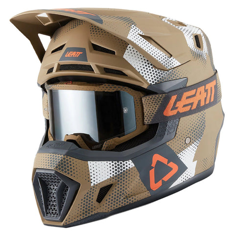 2027 Leatt 7.5 V27 Camo Khaki Brown Helmet with 4.5 Goggle