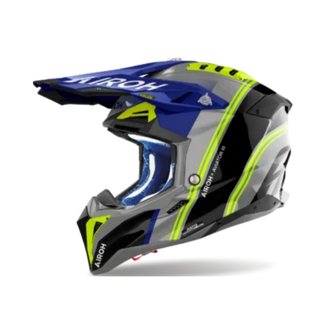 Airoh Aviator 3 Hima Blue Gloss MX Helmet