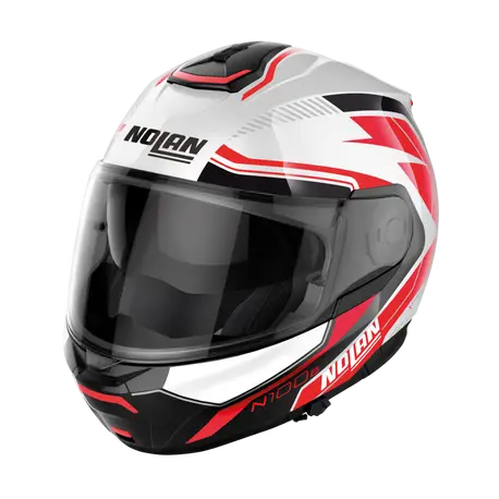 Nolan N100-6 Surveyor N-COM Metal White Black Red Motorcycle Helmet