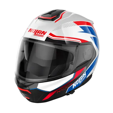 Nolan N100-6 Surveyor N-COM Metal White Blue Red Motorcycle Helmet