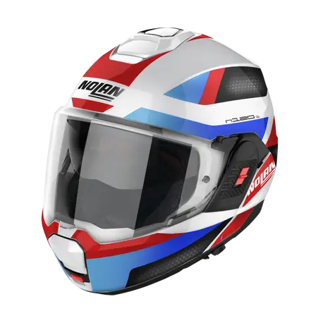 Nolan N120-1 Subway N-COM Metal White Blue Red Motorcycle Helmet