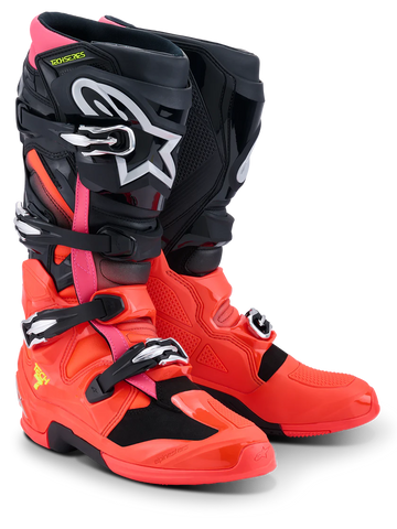 Alpinestars Tech 7 Motocross Boots Black Fluo Red Fluo Pink Fluo