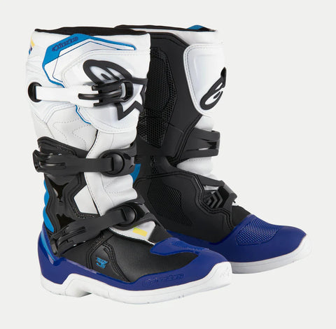 Alpinestars Youth Tech 3S Boots - White Black Enamel Blue