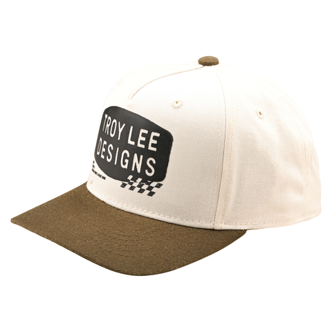 Troy Lee Designs Stamp Curved Snapback Cap - Vintage White Olive