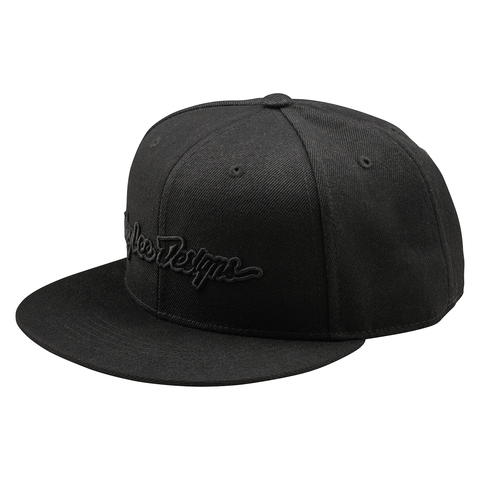 Troy Lee Designs Signature Flat Bill Snapback Cap  - Black - Black