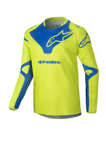 2025 Alpinestars Youth Racer Veil Jersey Yellow Fluo Blue