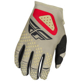 Fly Racing 2025 Kinetic Sym Gloves Light Grey Red Black