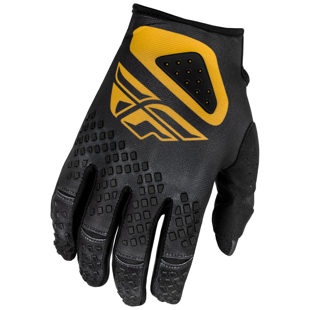 Fly Racing 2025 Kinetic Center Gloves Black Gold AT Motocross