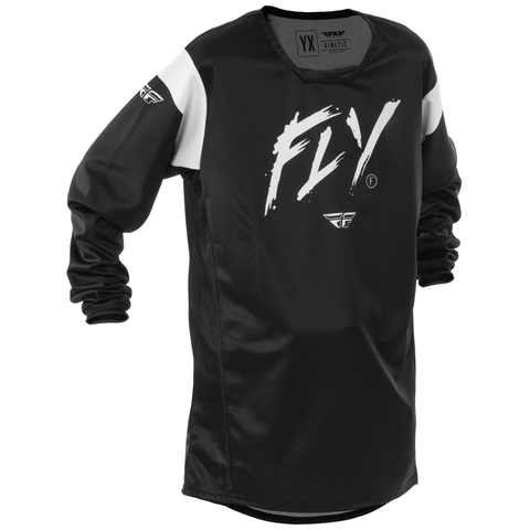 Fly Racing 2025 Youth Kinetic Stoke Jersey Black White