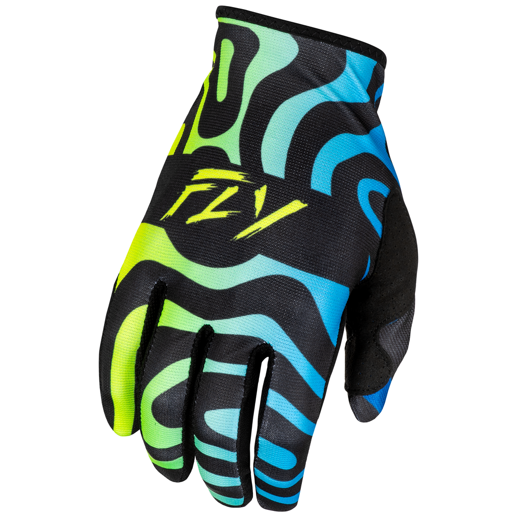 Fly Racing 2025 Lite Zen Gloves Black Blue HiViz AT Motocross