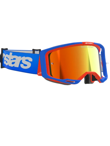 Alpinestars Vision 8 Wordmark Goggles Blue Orange - Red Mirror Lens