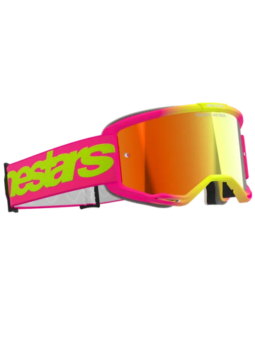 Alpinestars Vision 5 Wordmark Goggles Pink  Fluo Yellow - Red Mirror Lens