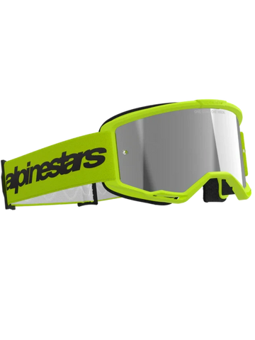 Alpinestars Vision 3 Wordmark Goggles Fluo Yellow - Silver Mirror Lens