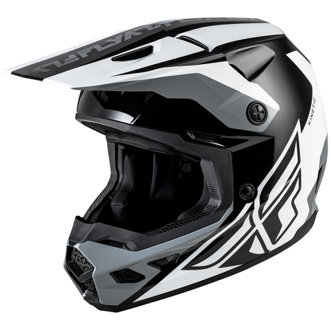 FLY Racing Kinetic Crest Helmet Black White Grey