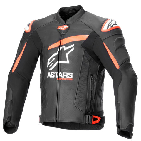 Alpinestars Gp Plus V4 Airflow Leather Jacket Black Red Fluo White