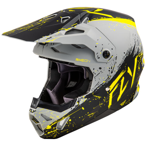 Fly Racing 2025 Formula CP Manic Helmet Matte Grey Black Yellow