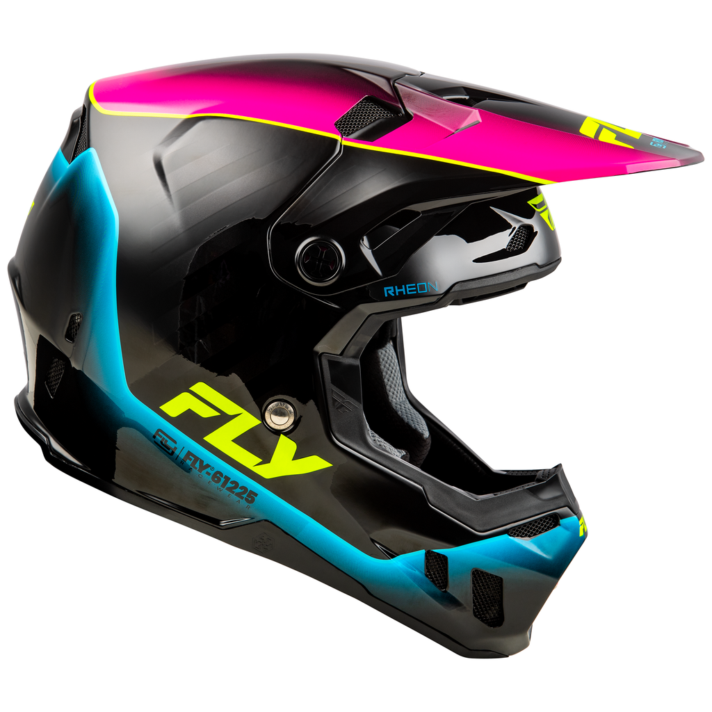 Fly Racing 2025 Formula CC Underglow Helmet Black Pink Blue – AT Motocross