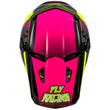 Fly Racing 2025 Youth Kinetic Scorched Helmet Neon Pink Hi-Viz Black