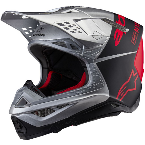Alpinestars Helmet Supertech SM10 Flood Silver Black Orange Matt Glossy