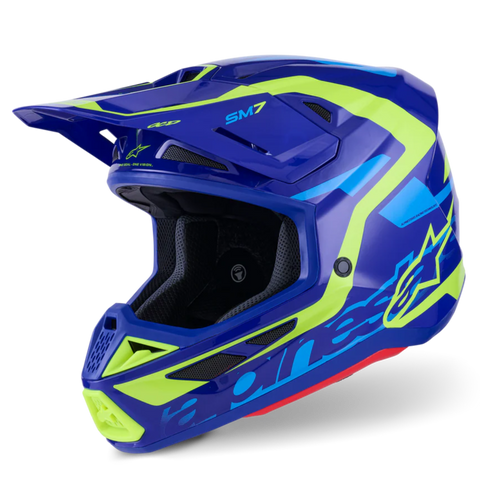 Alpinestars Helmet Supertech S-M7 Deed Helmet - Blue Yellow Fluo Gloss