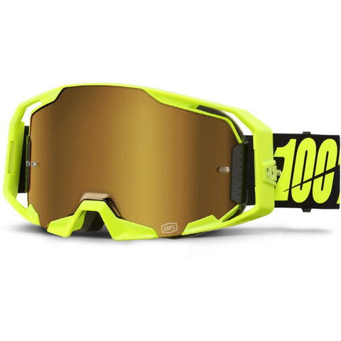 100% ARmatic Goggles Neon Yellow - Mirror True Gold Lens