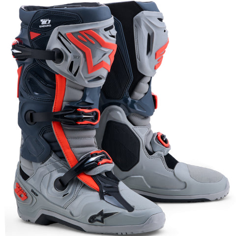 Alpinestars Tech 10 Enduro Mid Grey Dark Grey Red Fluo