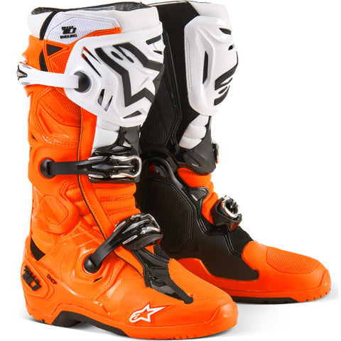 Alpinestars Tech 10 Enduro Boots Orange Fluo Black White