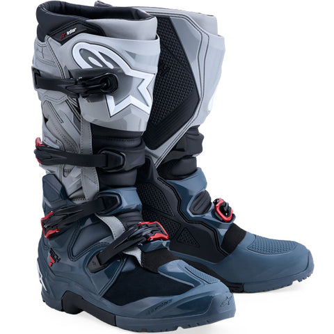 Alpinestars Tech 7 Drystar Enduro Boots Dark Grey Mid Grey Bright Red