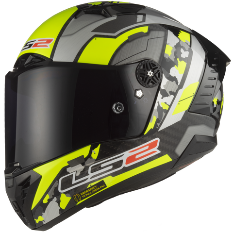 LS2 FF805 Thunder Space Flo Yellow Grey Carbon Motorcycle Helmet