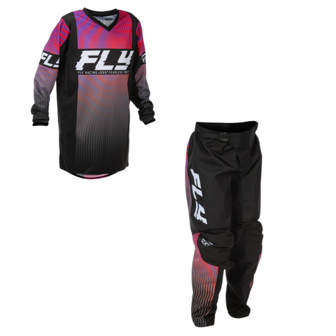 Fly Racing F-16 Youth Kit Combo Black Red Purple