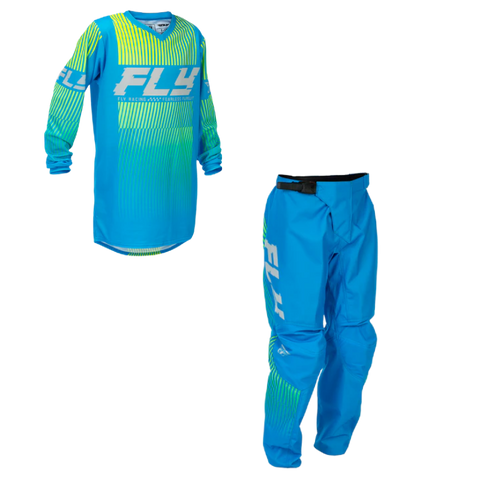 Fly Racing F-16 Youth Kit Combo Blue Hi-Viz