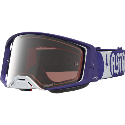 2027 Alpinestars Supertech Goggles Atrox - Deep Blue White Silver Mirror Absolute Vision Lens